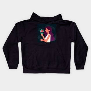 Girl with flower Kids Hoodie